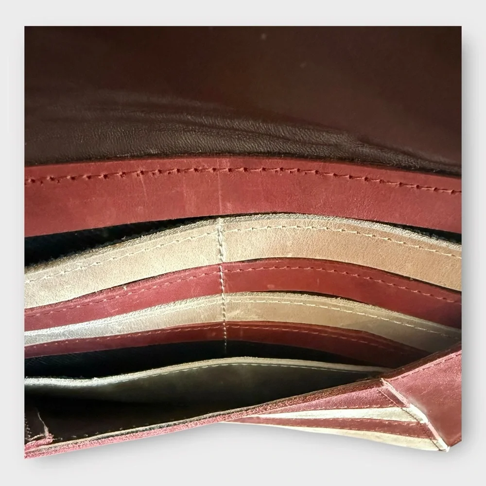Leather Striped Envelope Clutch